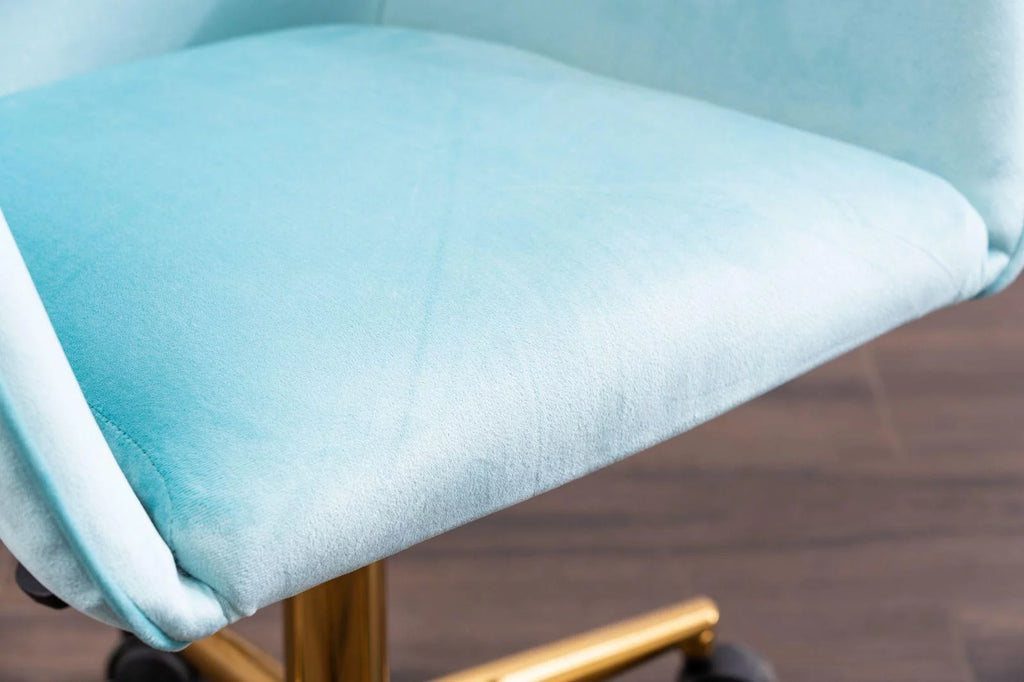 Aqua Light Blue Velvet Adjustable Height Office Chair J4605