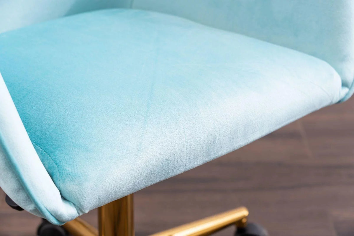 Aqua Light Blue Velvet Adjustable Height Office Chair J4605