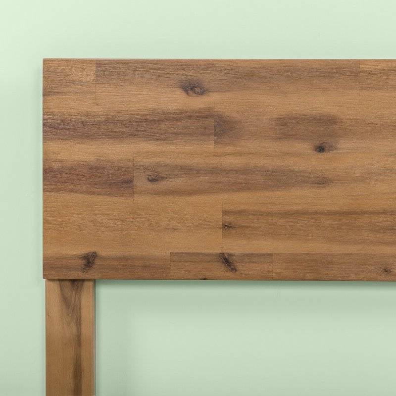 King Size Medium Brown Wood Platform Bed Frame with Headboard J943