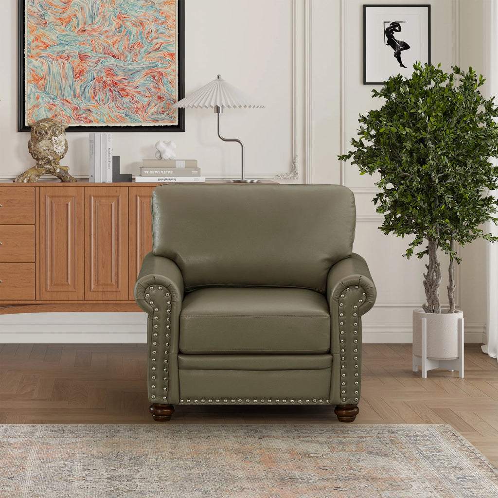 Grey Faux Leather Single Seat Sofa Chair P6888