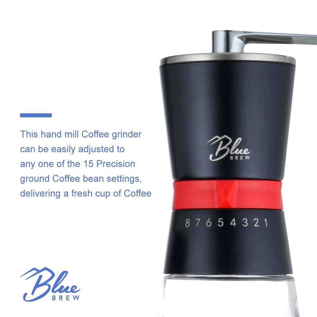 Manual Coffee Grinder with Conical Ceramic Burrs and 2 Airtight Glass Jars L8055