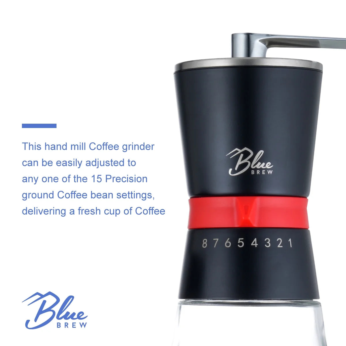 Manual Coffee Grinder with Conical Ceramic Burrs and 2 Airtight Glass Jars L8055