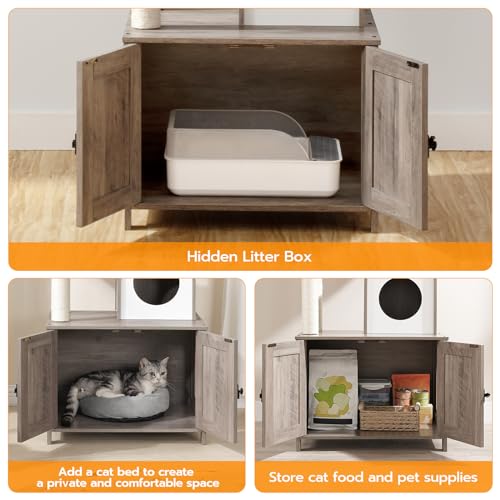 Wooden Cat Tree with Litter Box Enclosure Z954934