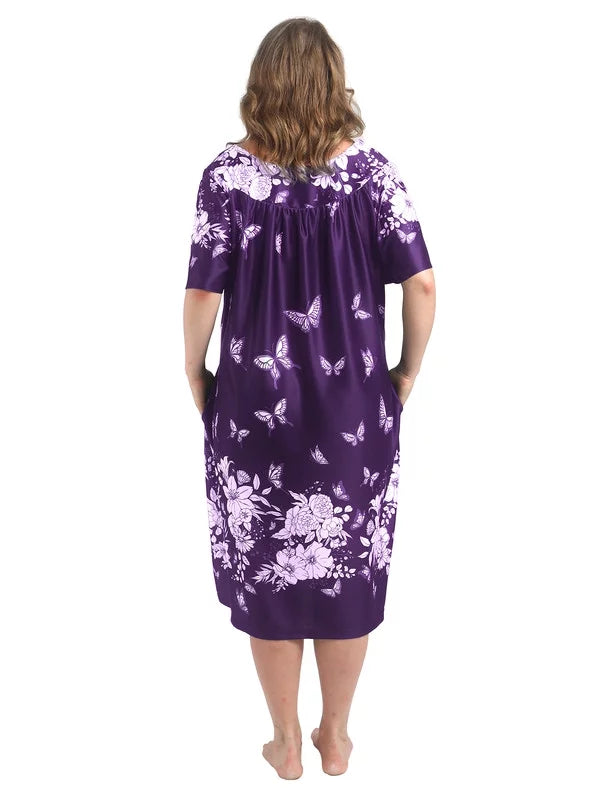 Plus Size Short Sleeve Nightgown with Pockets O122