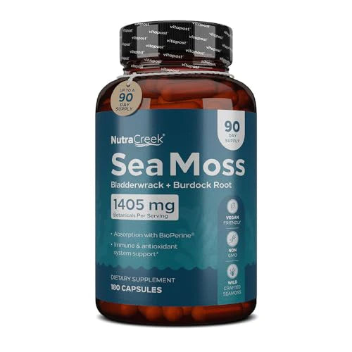 Sea Moss Capsules with Bladderwrack and Burdock Root 180 Capsules D474
