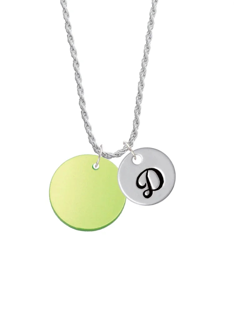 Lime Green Imitation Pearl Initial Charm Necklace O477696