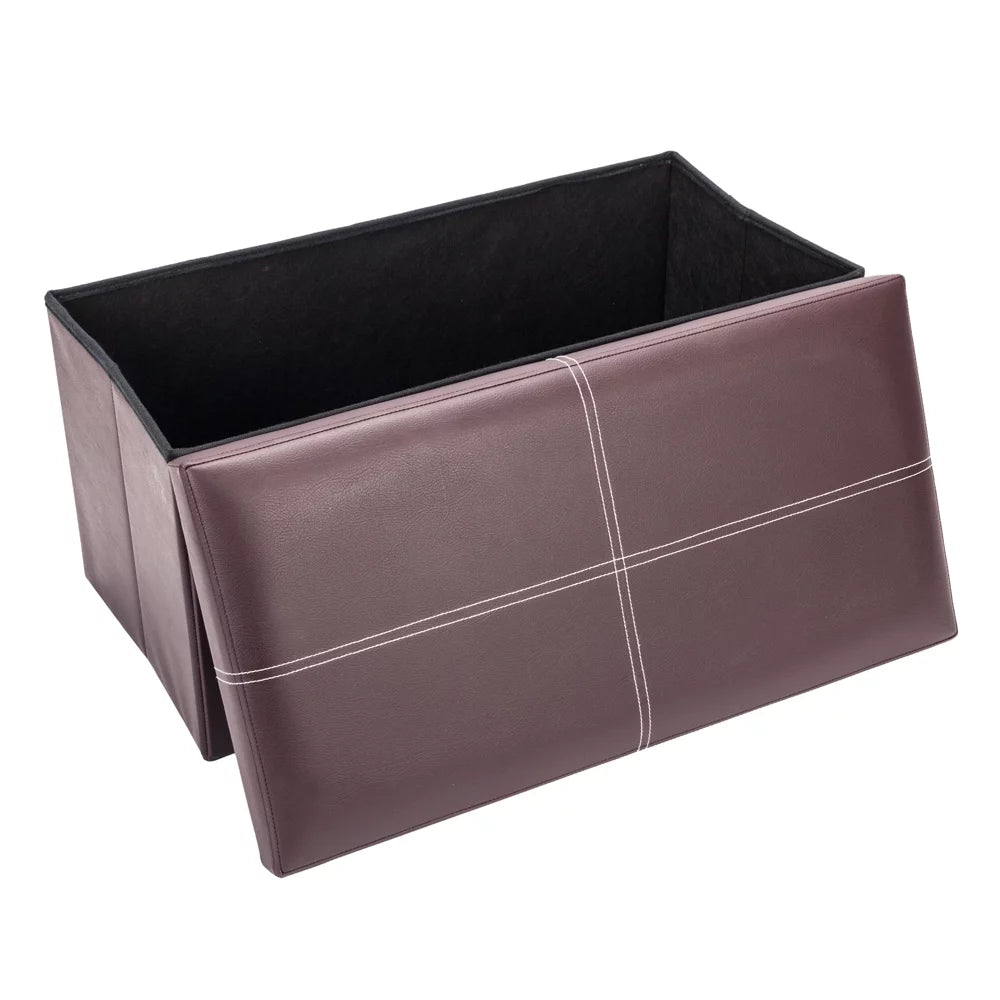 Brown Foldable Storage Ottoman Footstool G9157