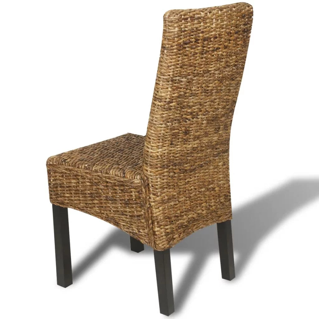 6 pcs Abaca and Solid Mango Wood Dining Chairs N9633