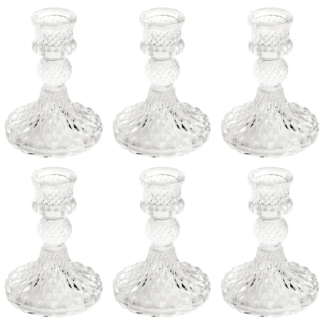 Vintage Glass Taper Candle Holders 6-Pack G81251