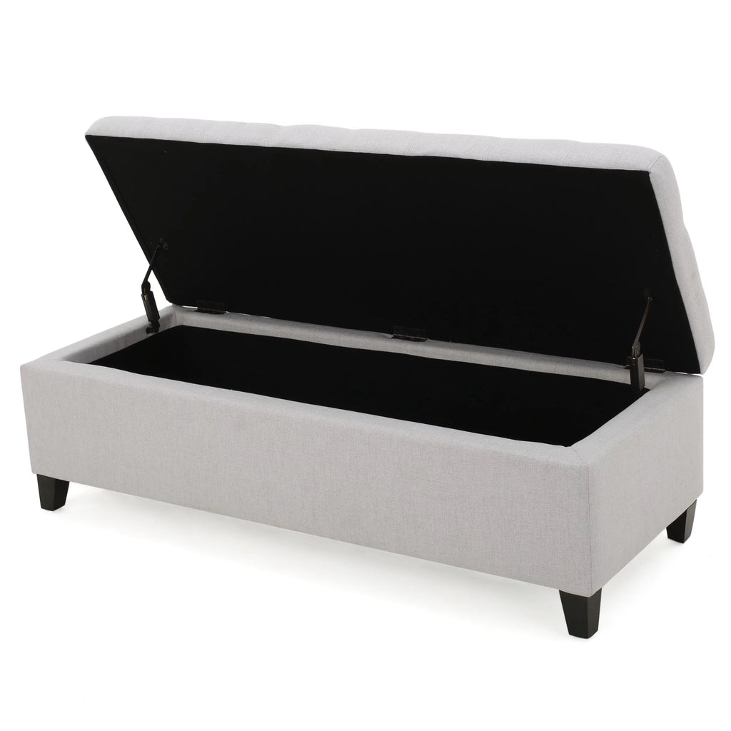Light Grey Fabric Storage Ottoman W2188