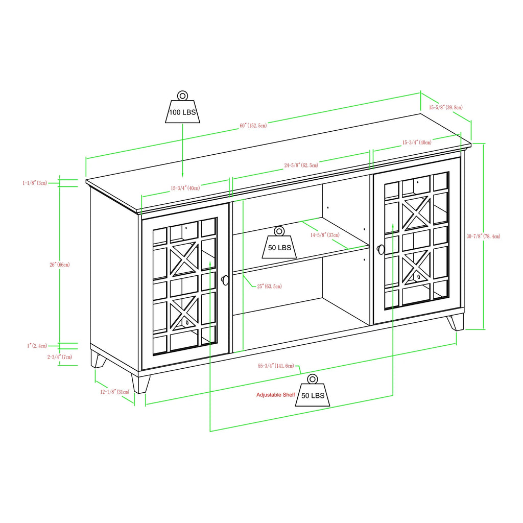 60" 2 Door TV Stand N458