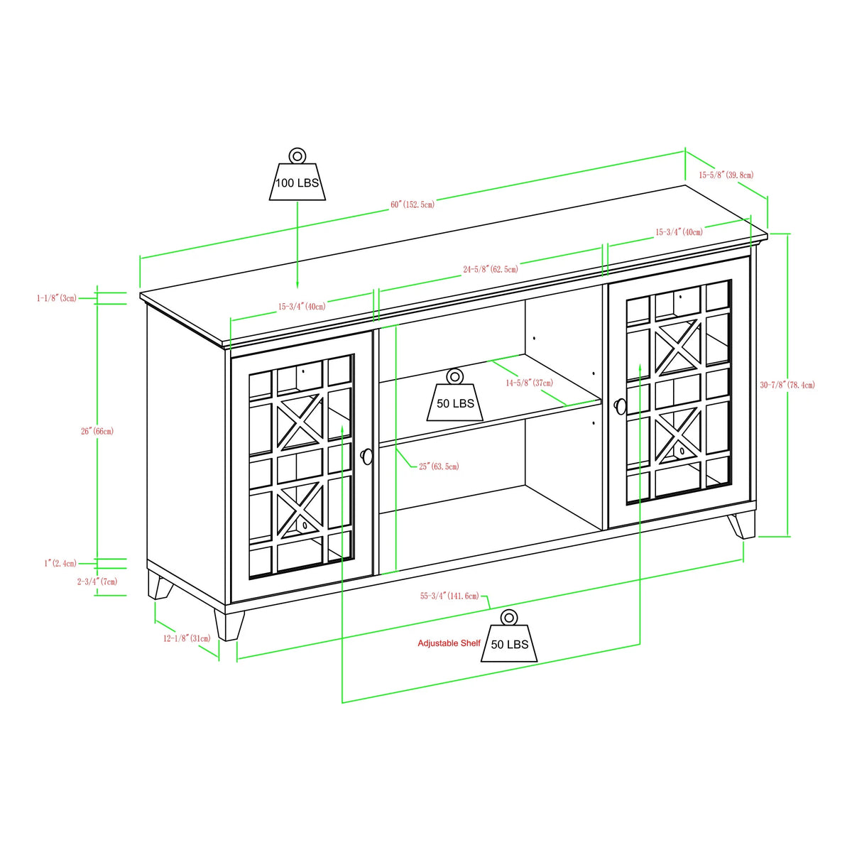 60" 2 Door TV Stand N458