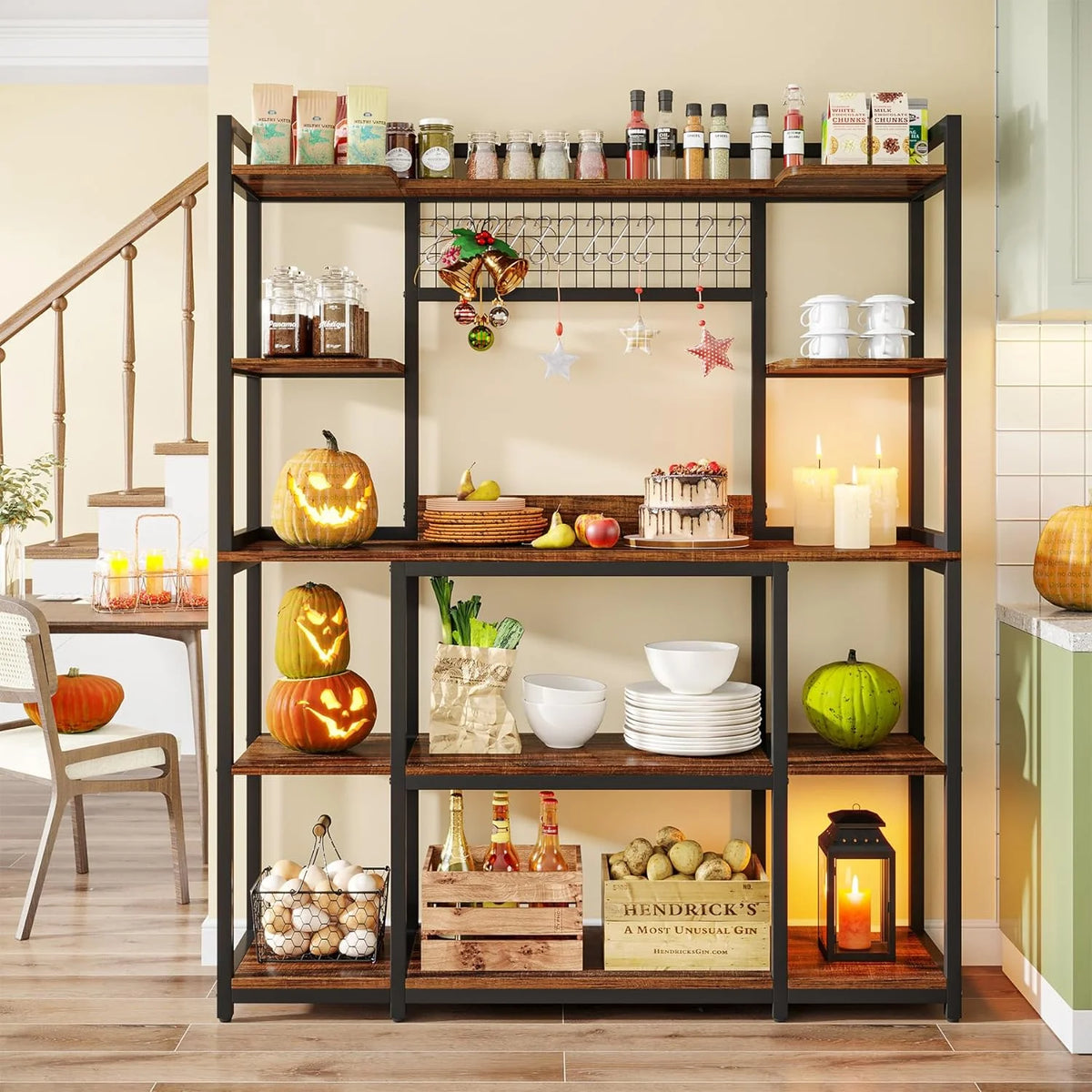 55" Wide 5-Tier Kitchen Storage Rack with Hutch U594
