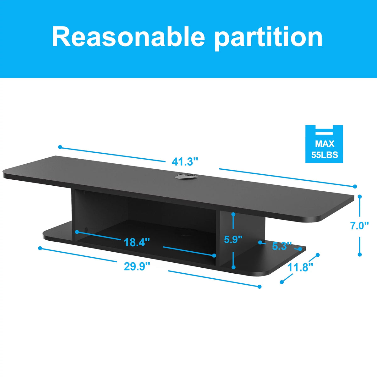 Black Wall Mounted Wood Media Console G108329