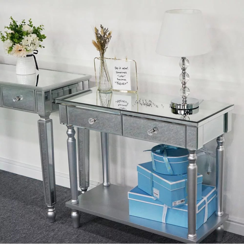 Mirrored Sofa Table with Shelf I35993