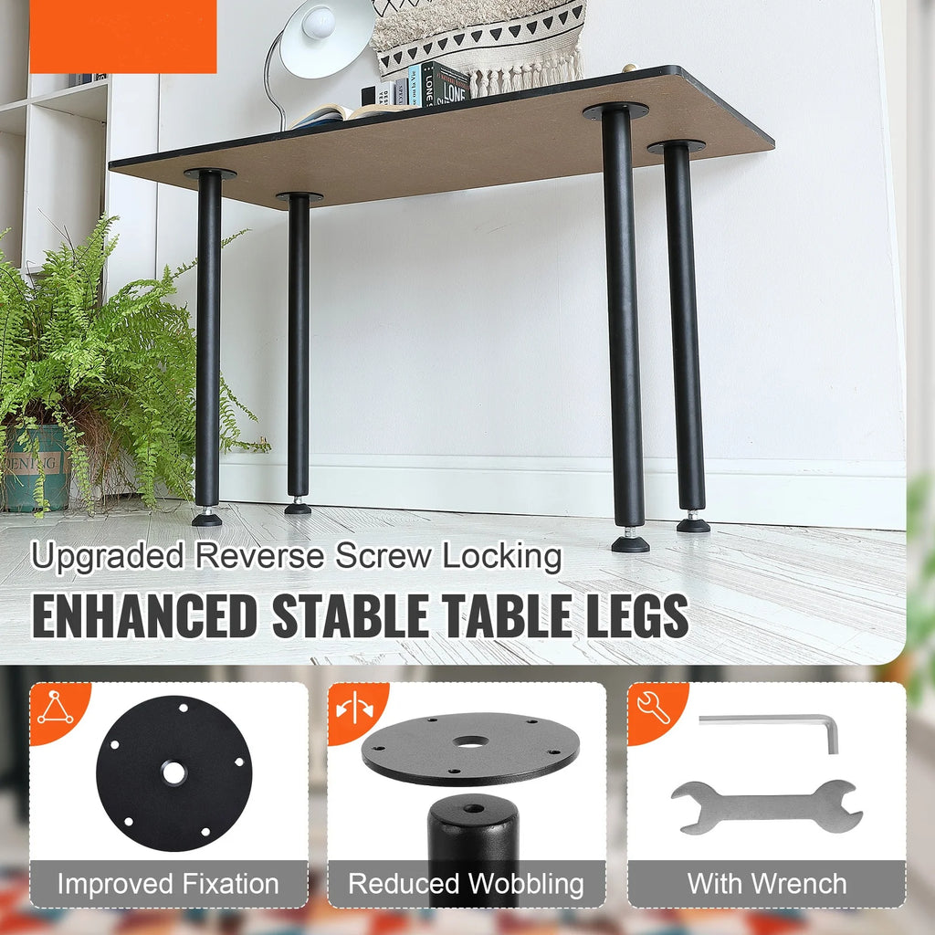 28" Solid Steel Adjustable Desk Legs Set of 4 Black B83955