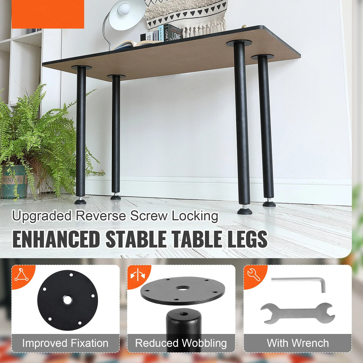 28" Solid Steel Adjustable Desk Legs Set of 4 Black B83955