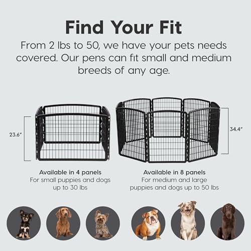 8-Panel 34" Dark Gray Dog Playpen with Door S505