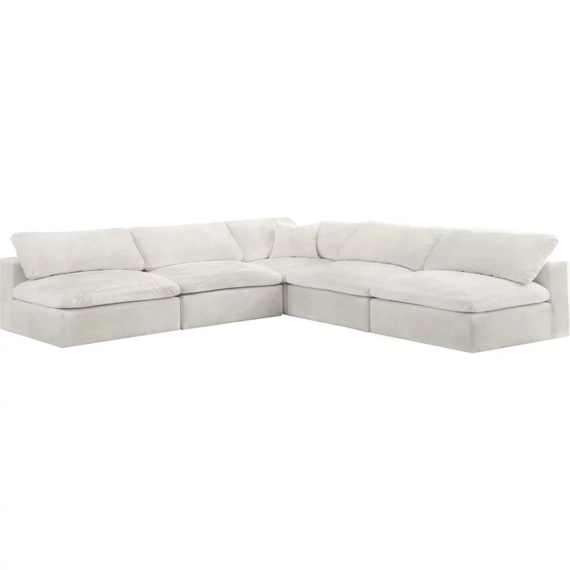 Cream Velvet Down Filled Modular Sectional Sofa S3167