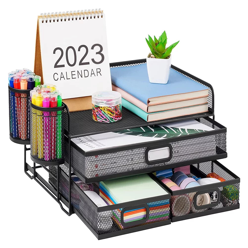 3 Tier Mesh Desk Organizer with Drawer M554836
