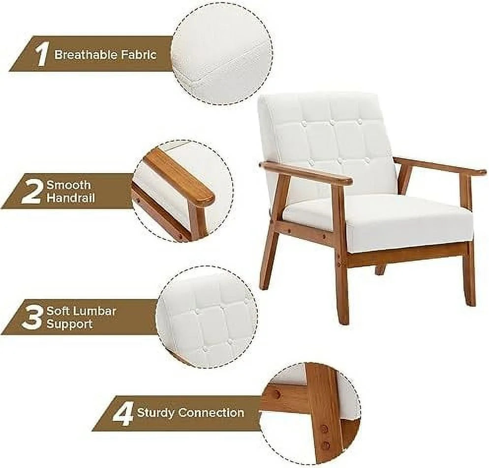 Mid Century Modern Linen Fabric Arm Chair Set of 2 E9825