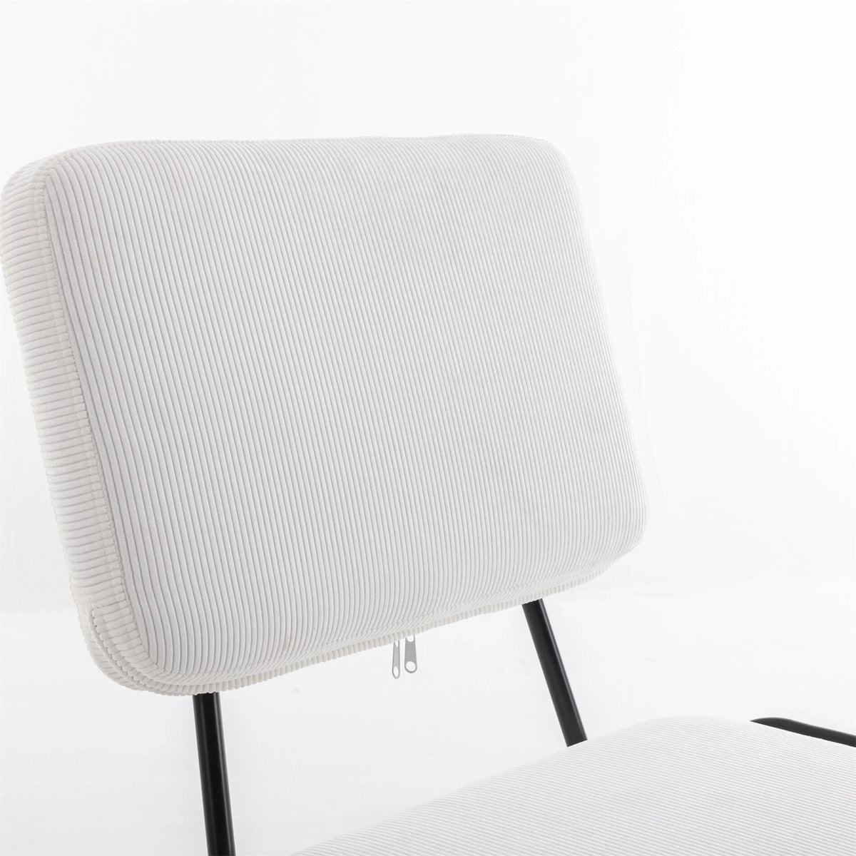 White Corduroy Swivel Chair with Wheels P74517