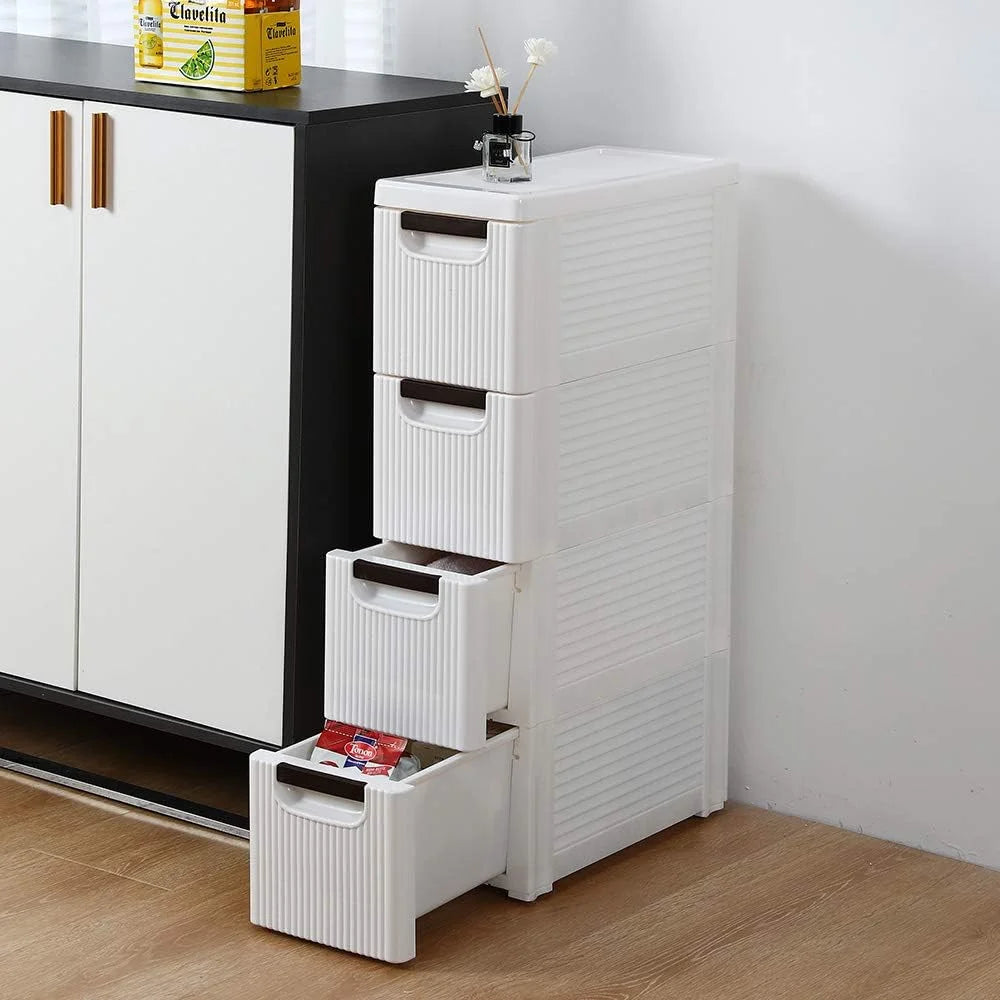 White 4 Drawer Rolling Storage Cabinet K7907