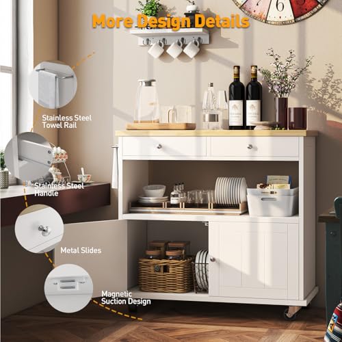 Black Rolling Kitchen Island with Storage Cabinet O99878