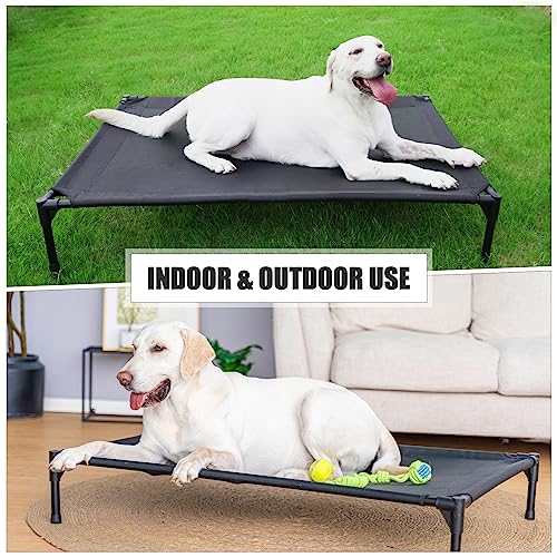 Raised Dog Bed for Large Dogs, Heavy Duty Pet Cot with Washable Mesh, Black L87471
