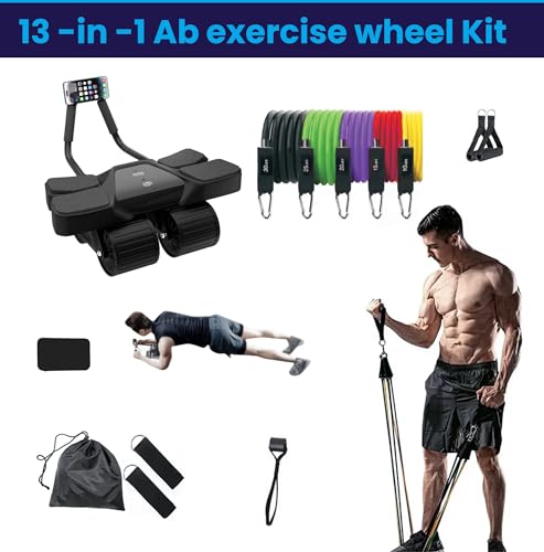 4-Wheel Abdominal Roller with Elbow Support Set of 13 H3132