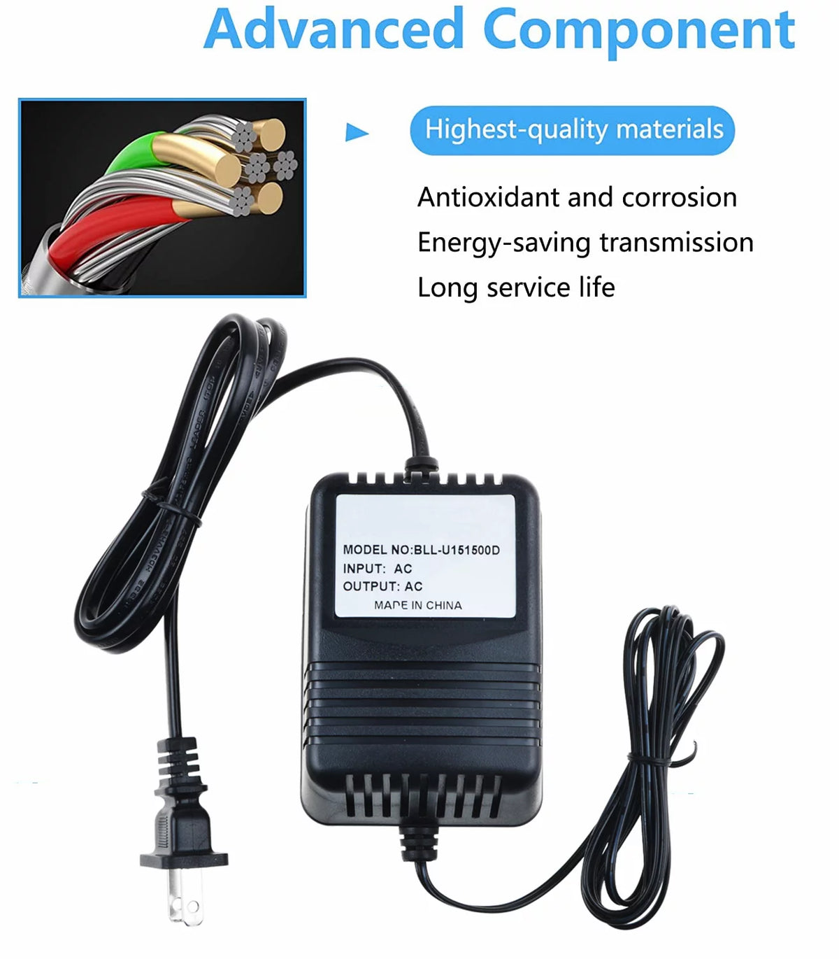 Compatible AC / DC Adapter Replacement 9V - 10 VAC Power Supply Cord Cable Charger L3222