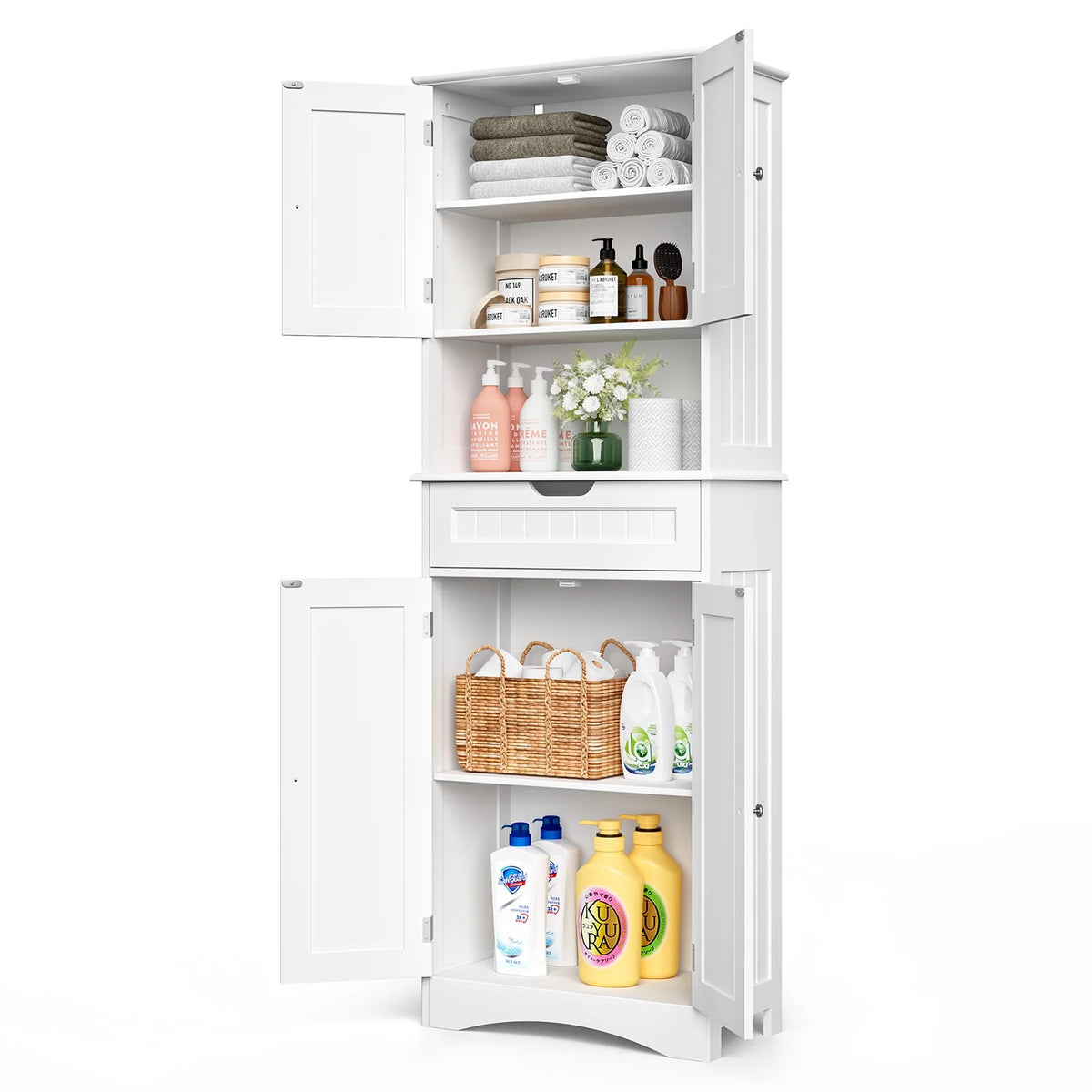 White Kitchen Pantry Storage Cabinet W75688