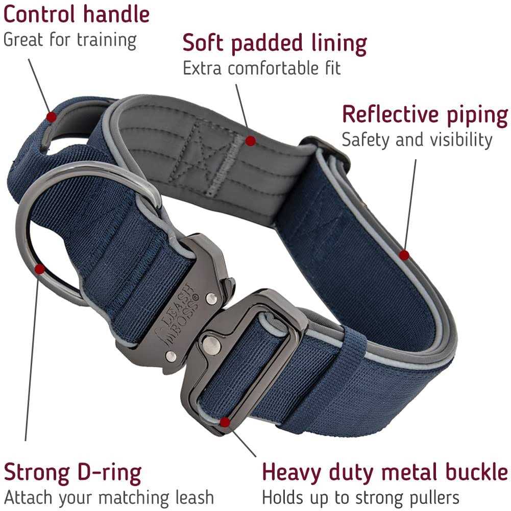 Heavy-Duty Adjustable Tactical Dog Collar with Handle P2481