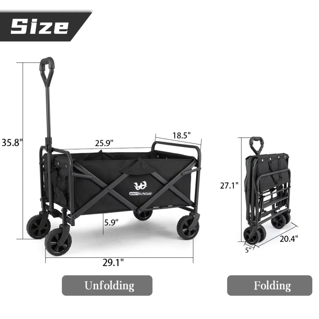 Collapsible Folding Utility Wagon Cart 5" Solid Rubber Wheels N247