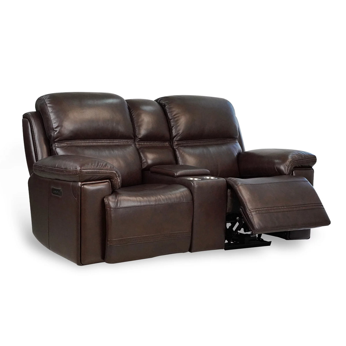 Top Grain Leather Power Reclining Loveseat with Console G5299