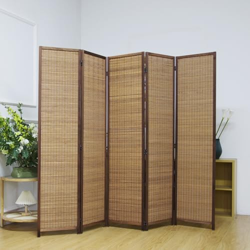 5.6 FT Tall Brown Bamboo Folding Room Divider K532