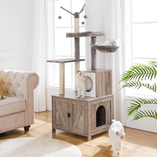 Wooden Cat Tree with Litter Box Enclosure Z954934