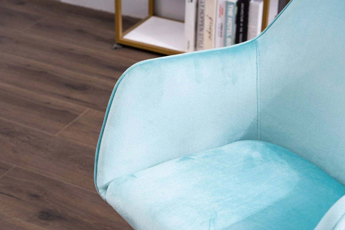 Aqua Light Blue Velvet Adjustable Height Office Chair J4605