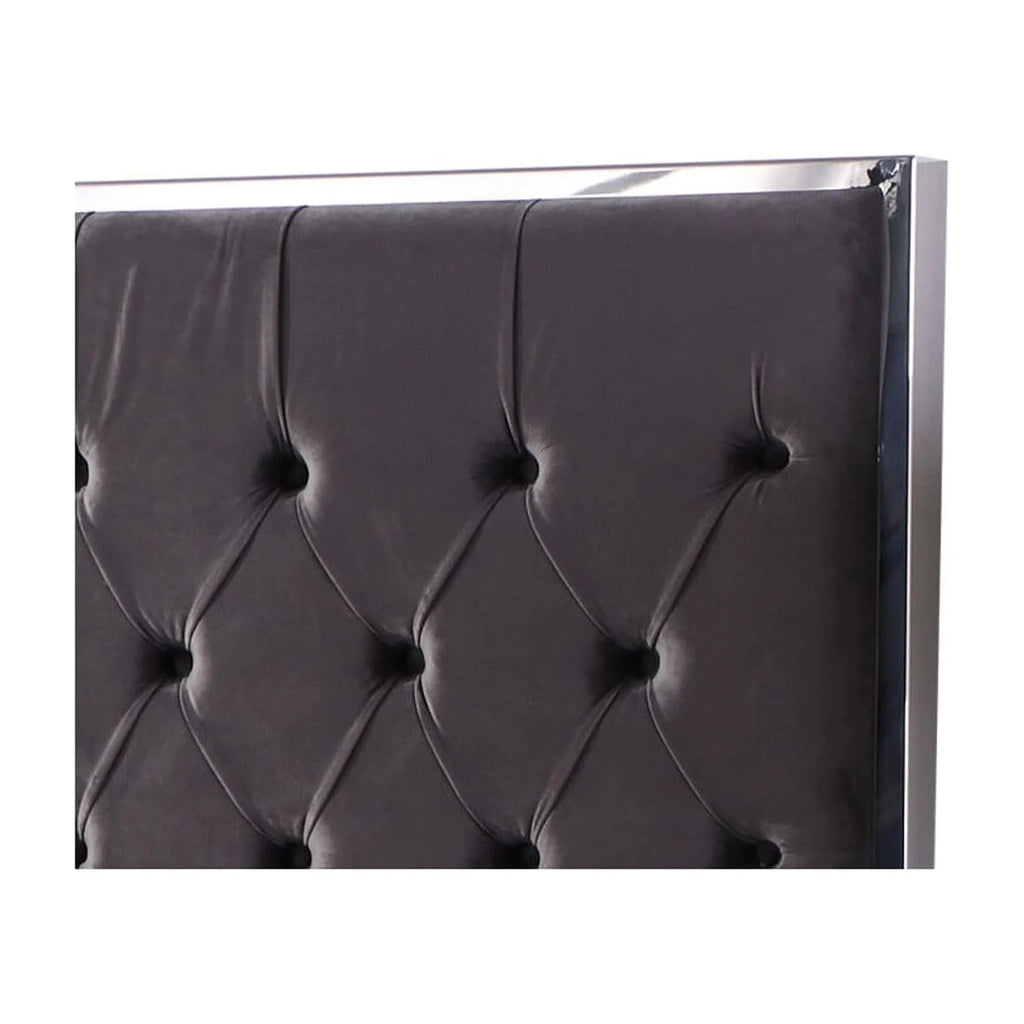 Dark Grey Velvet Eastern King Platform Bed U355