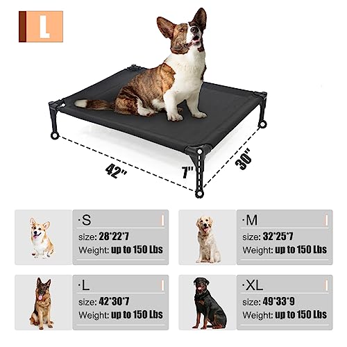 Raised Dog Bed for Large Dogs, Heavy Duty Pet Cot with Washable Mesh, Black L87471