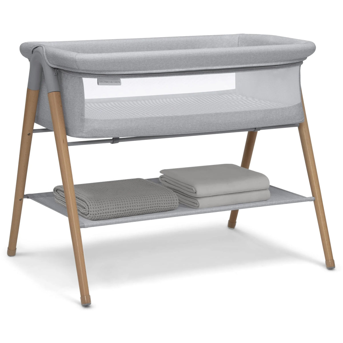 Grey Stripe Bassinet with Breathable Mesh U31761