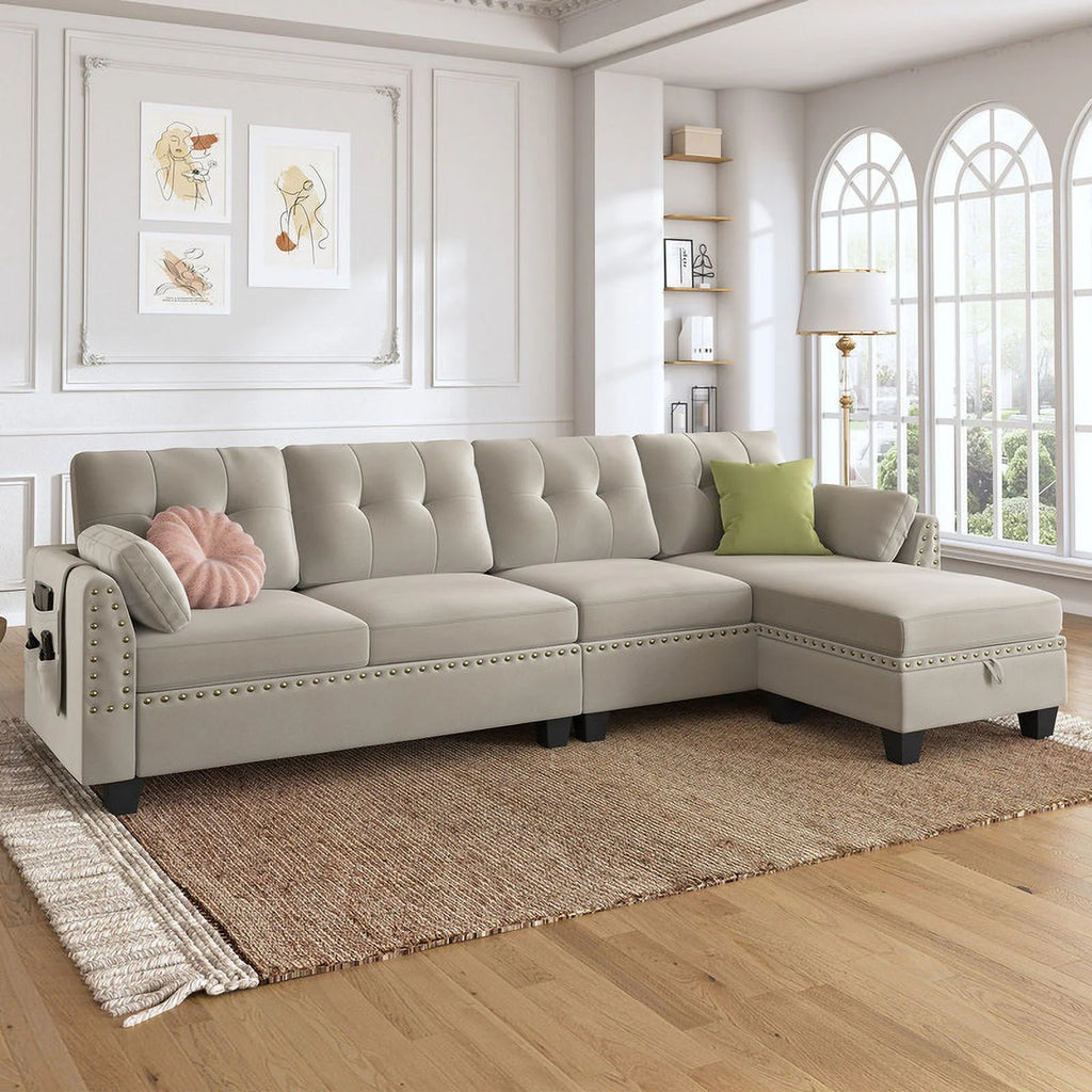 Reversible L-Shaped Sectional Sofa Couch U334