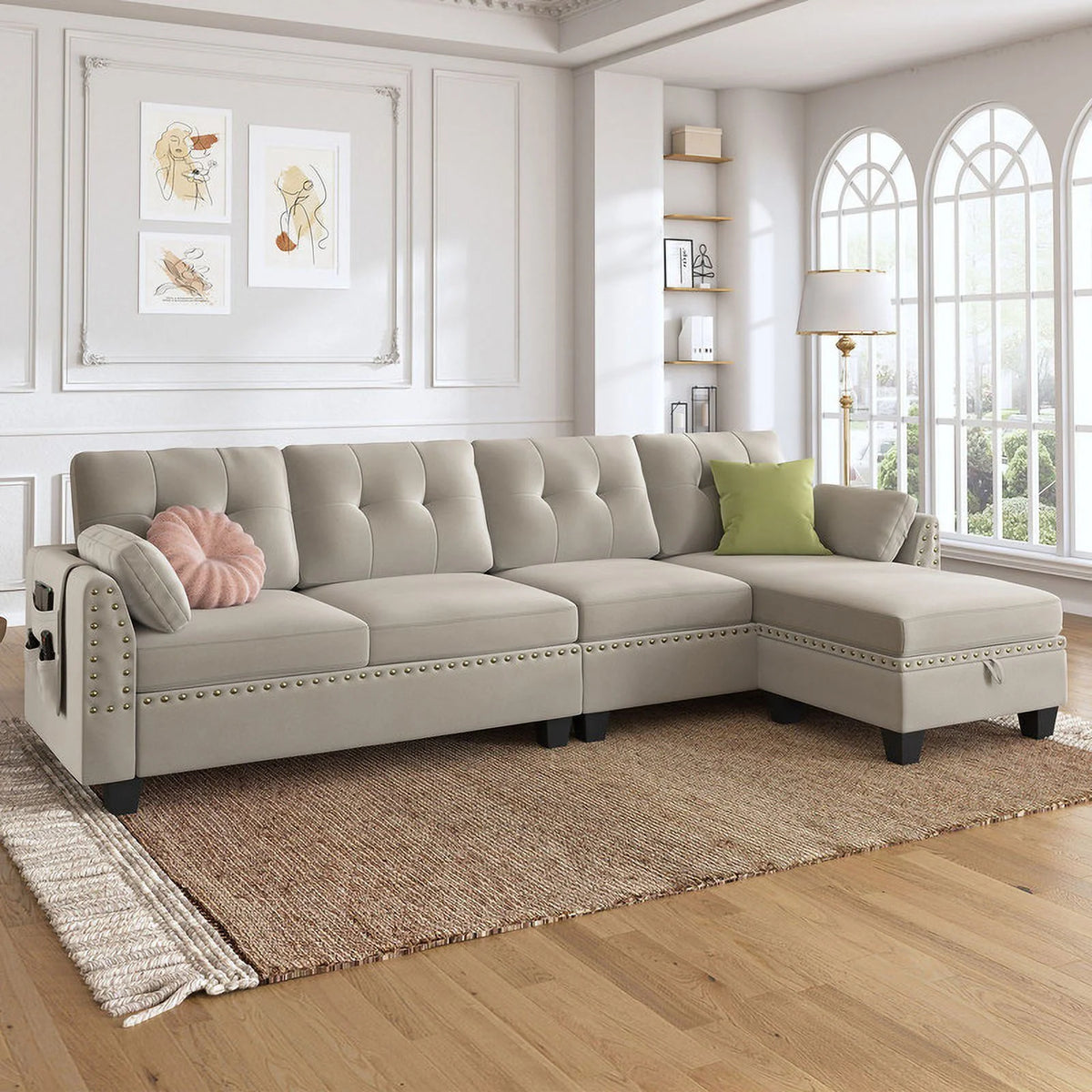Reversible L-Shaped Sectional Sofa Couch U334
