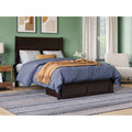 Solid Wood Platform Bed with Foot Drawer Storage, Espresso Full Size B514