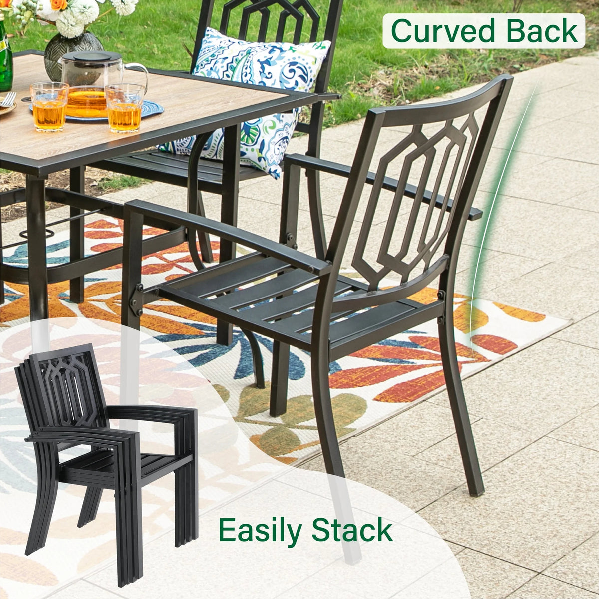 7 Piece Patio Dining Set Metal Table and Chairs A68809