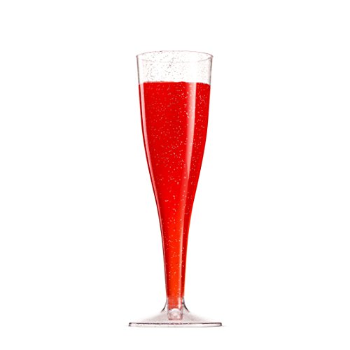 50 Pack 5 Oz Gold Rimmed Clear Plastic Champagne Flutes F721