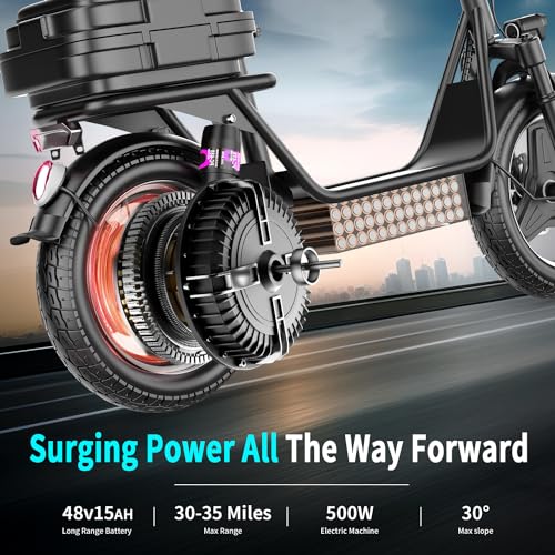 Electric Scooter with Seat, 500W Motor, 14" Pneumatic Tire K63290