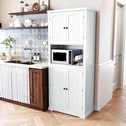 72" Kitchen Pantry Storage Cabinet with Doors and Shelves N97108