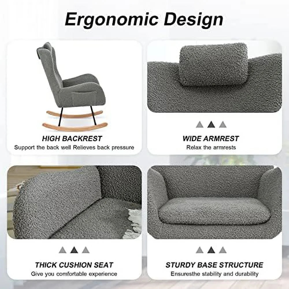 Beige Upholstered Rocking Chair with Padded Seat B93359