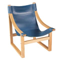 Cobalt Blue Top Grain Leather and Solid Wood Sling Chair Y9403